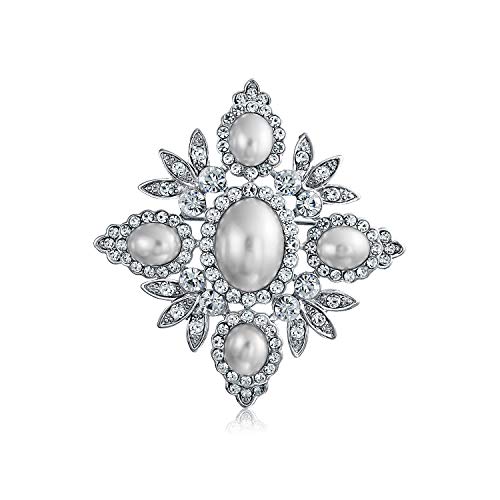 Broche mariage vintage perle blanche et cristal, le cadeau idéal pour gâter une femme d'exception