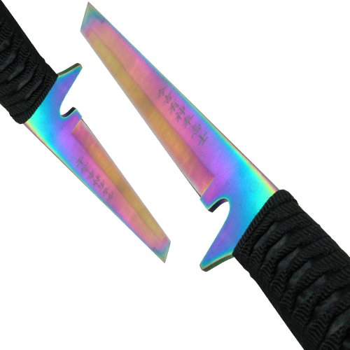 Whetstone Cutlery Rainbow Blade Full Tang Ninja Sword Set with Sheaths