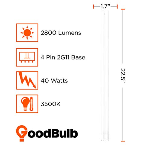 Goodbulb Pll40/835 | 40W 22.5" Twin Tube Compact Fluorescent Light Bulb | 4-Pin 2G11 Base 3500K Neutral White 2800 Lumen | 12000 Hour Long Life Biax | Pack Of 10 #TOP1