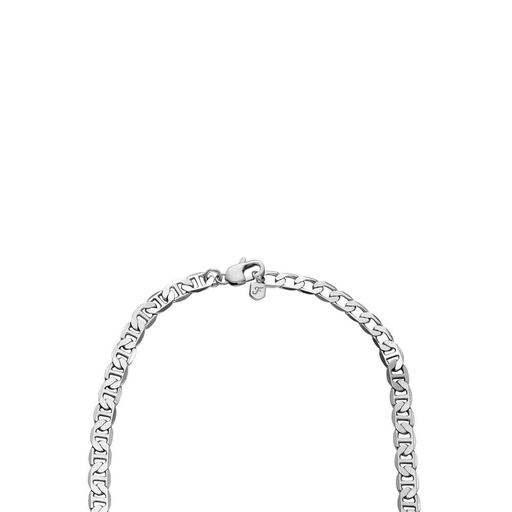 Fossil Collier Unisexe Heritage Silver en Acier inoxydable, Longueur : 508 mm + 55 mm, largeur : 8,7 mm, Acier inoxydable, ce N'est pas UNE Pierre précieuse, Length: 508mm+55mm, Width: 8.7mm, Acier