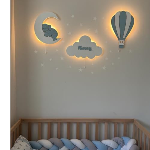 BugyBagy Dreamy Blue Collection – 3-Piece Nursery Wall Lamp Blue
