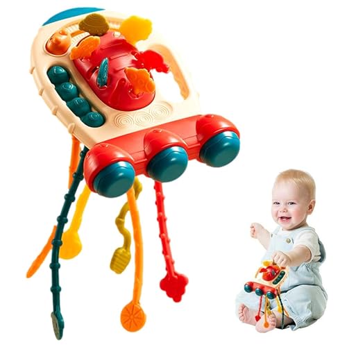 Image of Kidology Pull String Teething Sensory Montessori Baby Girl Travel Toy for 6+Months Boy - Food Grade Silicone Fine Motor Skills Toy (Blue)