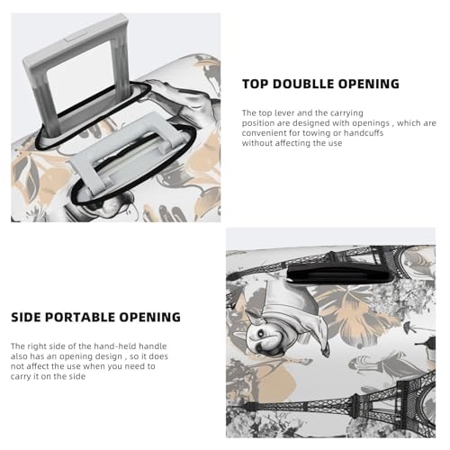 Classical Paris Tower Dog Travel Luggage Cover Elastic Suitcase Covers Washable Anti Scratch Luggage Dust Covers Protector, Fits 25-28 inch Luggage, L4