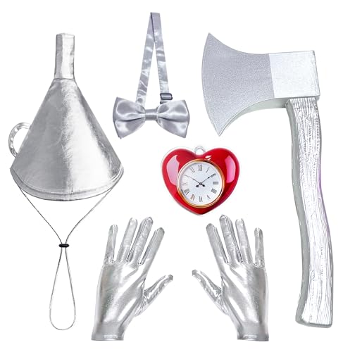 Tin Man Costume: Explore 41 Best Halloween Costumes for Men 5 OUHAICUST Tin costume man Silver Funnel Hat Axe Heart Bow Tie Set...