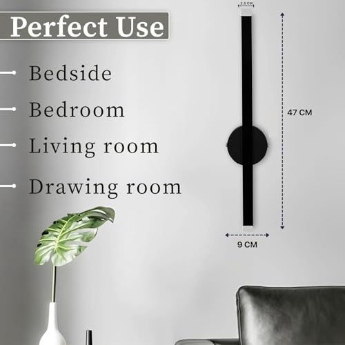 Image of Acrylic 15w Modern LED Long Wall Sconce Black Wall Light for Bedroom, Living Room, Corridor, Lighting Fixtures Wall Mount - (2 Pack)