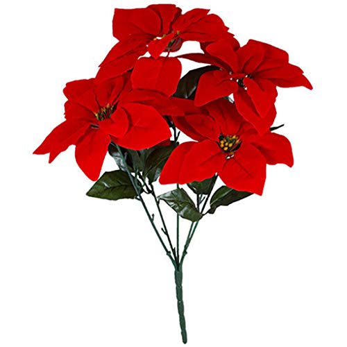 Fiore artificiale di stella di Natale finto fiore di Natale per la decorazione floreale di simulazione dell'ufficio domestico 5 rami, rosso, 5 forchette