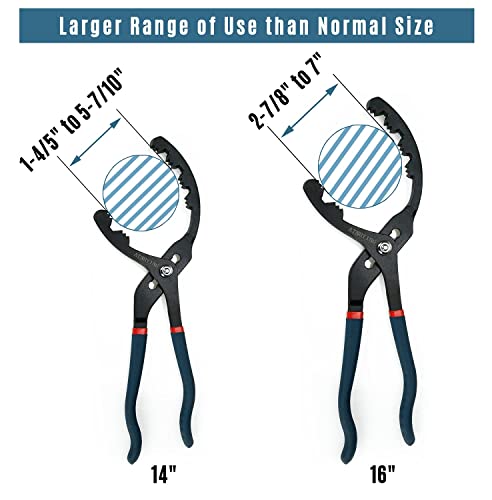 Atnhying Oil Filter Wrench Set, 2Pcs Adjustable Oil Filter Removal Tool,Universal Oil Filter Pliers, No Slipping For Engine Filters, Conduit, Fittings (12"+16") #TOP6
