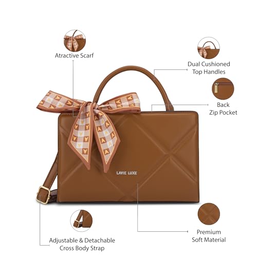 Image of Lavie Luxe Women's Quaro Horizontal Satchel Handbag for Women | Satchel Bag for Work | Ladies purse | Stylish Shoulder Bag | Gift For Women