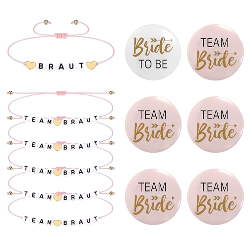 12 Stück JGA Armbänder Frauen JGA Braut Button JGA Armbänder Set JGA mit Button Team Braut JGA Deko Frauen für Junggesellenabschied Frauen Hochzeit Armbänder Accessoire