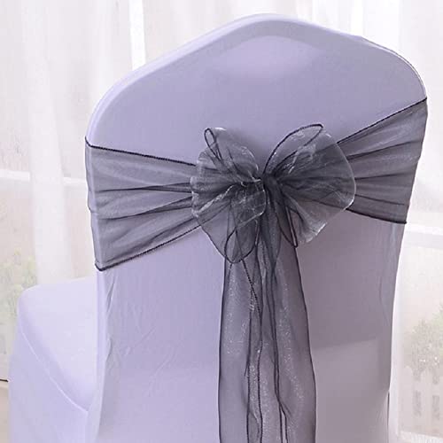 50/100pc/Set Telai per sedie in organza Coprisedie per sedie da matrimonio Decorazione Fiocco Fascia Cravatte per matrimoni Banchetto-Viola chiaro,50 pezzi