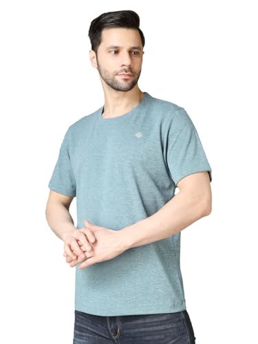 Image of Men's Half Sleeves Sports T-Shirt | Premium Micro Polyester | Dri-Tec | Odour Free | Lightweight & High Stretch Activewear (in, Alpha, XL, Regular, Blue-Grey)