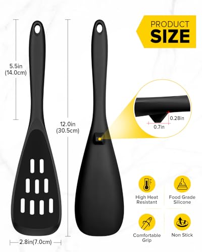 Image of BUNDLEPRO Silicone Cooking Spoons for Nonstick Cookware, One-Piece, 2 Pack
