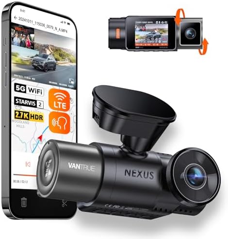 Vantrue N2X 2.7K Dash Cam Front and Inside, 5G WiFi Dual Dash Cam...