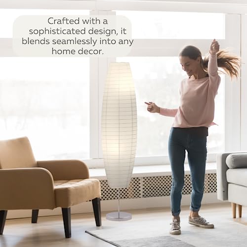 Lightaccents Diploma Floor Lamp - Japanese Style Standing Lamps For Bedrooms 50 Inches Tall With White Paper Shade - Floor Lamps For Living Room - Contemporary Floor Lamp Cool Lamps For Bedroom #TOP1