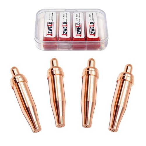JZWELD 4 Pieces 1-101 Series Acetylene Cutting Torch Tips for Victor Type Cutting Torch Kit, 1-101 Cutting nozzle, 1-101 Acetylene Cutting Tip, Includes 0-1-101 1-1-101 2-1-101 3-1-101 Fits