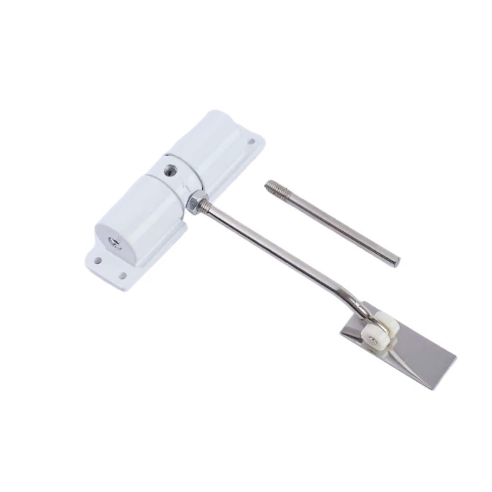 Door Closer, 4-piece Aluminum Alloy Pulley Door Closers, Simple Adjustable Self-Closing Device, Hidden Closer, Double Spring Lar,Commercial & Home Use(White)