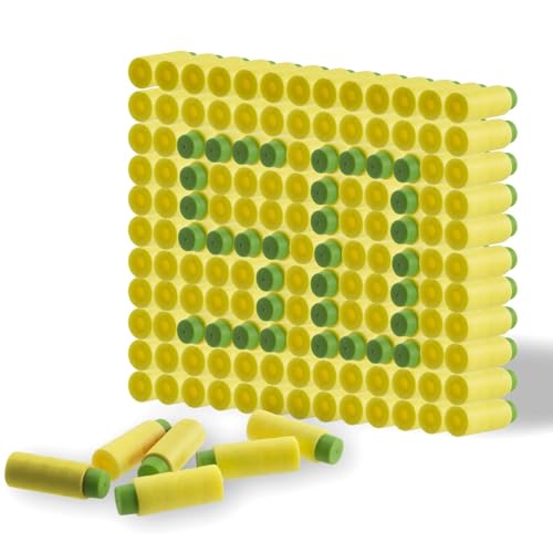 EKIND Foam Soft Darts, 50 Rounds of Highly Accurate Half-Length Soft Darts, Compatible for NERF Pro Stryfe X and Dart Zone Pro Soft Short Darts (Yellow)
