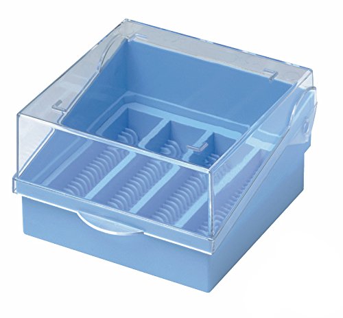 Camlab Plastics RTP/SBF-B Microscope Slide Box, Holds 100 Slides, Blue