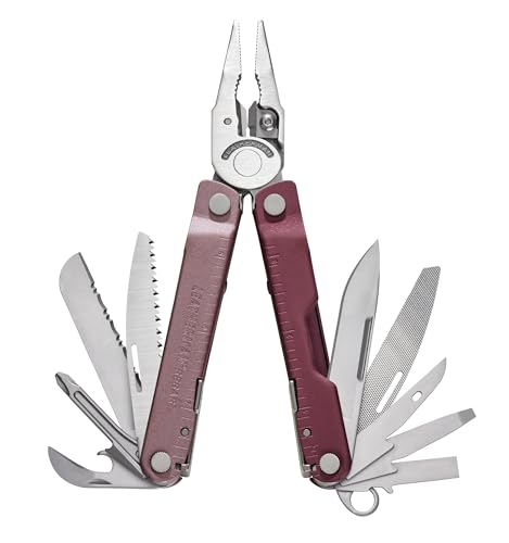 Image of LEATHERMAN, Rebar Multitool with Premium Replaceable Wire Cutters and Saw, Heathered Cranberry