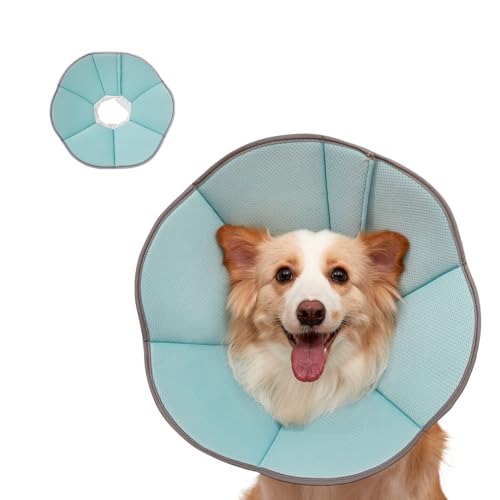 Image of MAXFUT Dog Cone Collar,Soft Cone for Dogs to Stop Licking After Surgery,Non Inflatable Dog Donut Cone (Light Blue, L)