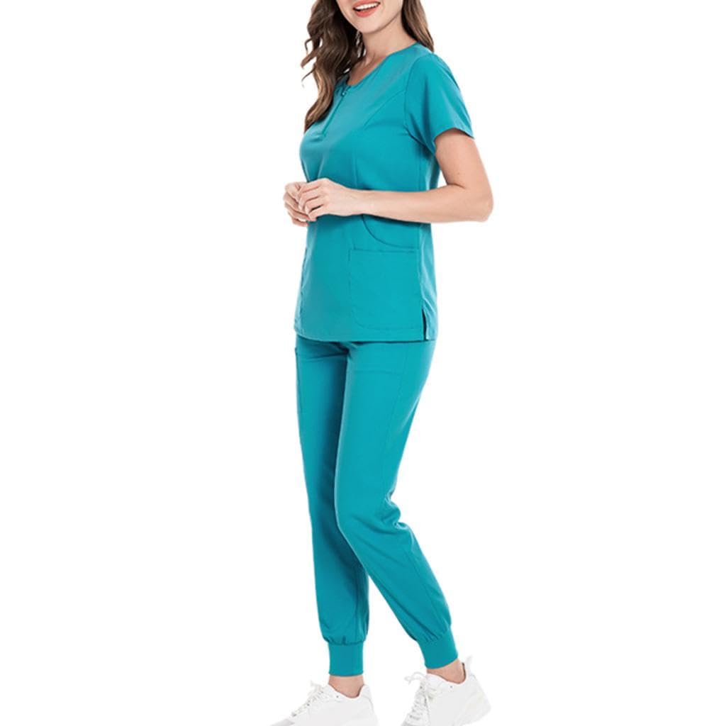 Ensemble haut zippé pantalon femme bleu XXL en polyestère avec quatre poches