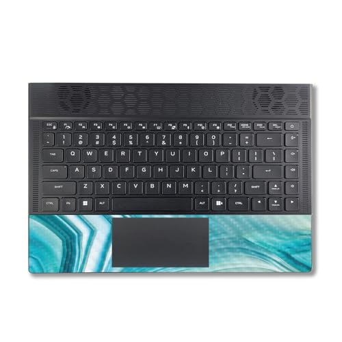Image of MightySkins Carbon Fiber Skin Compatible with Alienware X14 R2 (2023) Full Wrap Kit - Aquamarine Quartz | Protective, Durable Textured Carbon Fiber Finish | Easy to Apply | Made in The USA