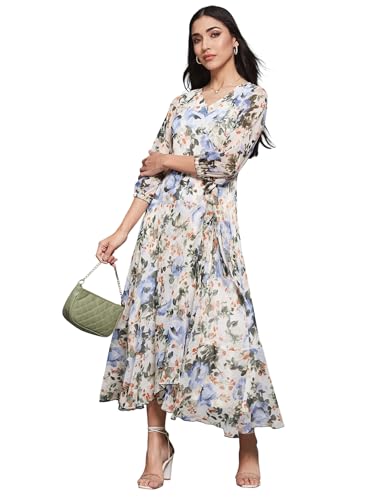 Image of Miss Chase Women's Round Neck Cap Sleeves Lace Knee -Long Skater Dress