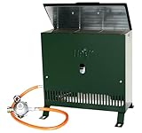 Gewächshausheizung 4kW mit Thermostat und Piezozündung für Wandmontage oder im Stand montierbar Gasheizer inkl. Schlauch HPV made in Germany Frostwächter (Mit Druckminderer (Innenbereich))