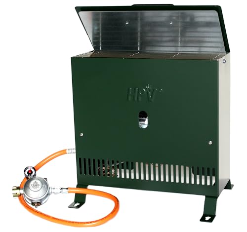 Gewächshausheizung 4kW mit Thermostat und Piezozündung für Wandmontage oder im Stand montierbar Gasheizer inkl. Schlauch HPV made in Germany...