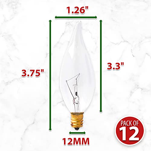 Mandala Crafts Pack Of 12 E12 25W Flame Tip Candelabra Light Bulbs For Appliance Chandelier Light Bulb thumb #2