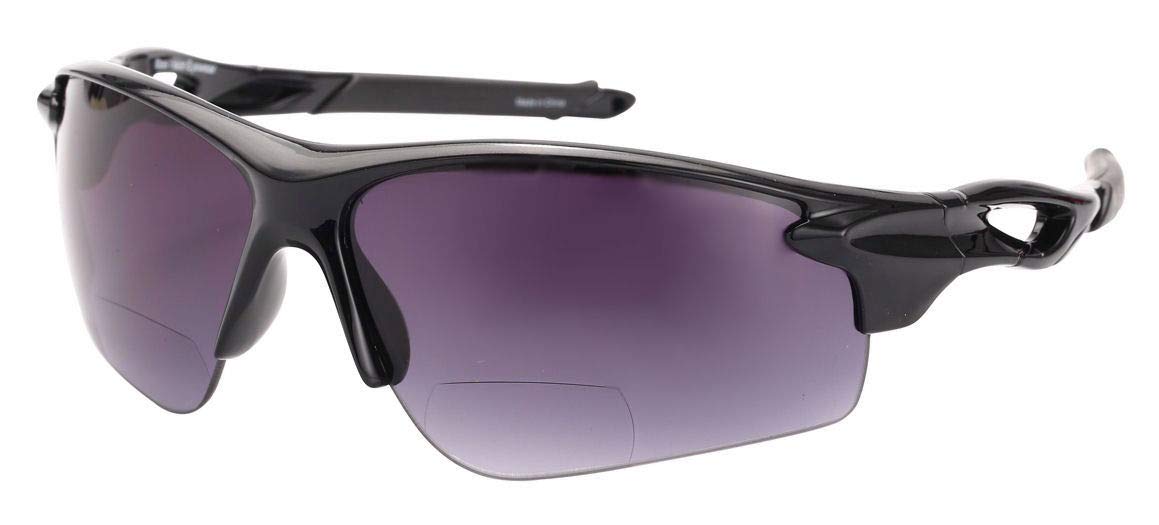 Mass Vision 2 pares de gafas de sol de lectura unisex con carcasa deportiva de precisión, negro -, M