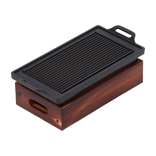 Japanese Style BBQ Grill, Portable Barbecue Food Charcoal Stove with Double Thickened Grill Plate, Non-Stick Smokeless Japanese Barbecue Grill for Household Indoor Yakiniku/BBQ