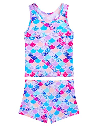Image of Girls Swimsuits Two Piece Tankini Multicolor Bathing Suits with Boyshort Summer Beach Swimwear Set