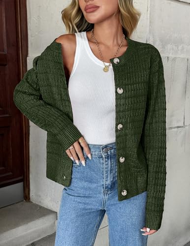 Image of Zeagoo Women's 2026 Cardigan Sweaters Button Down Crew Neck Open Front Long Sleeve Knit Cropped Jackets