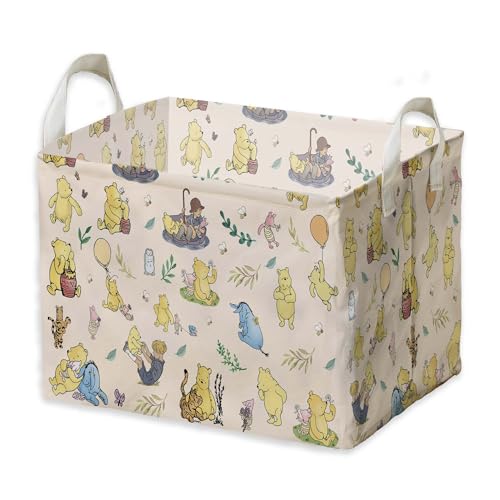 Image of ZsaTuiy Winnie baby Stuff，Winnie Storage Nursery Basket, Large squarecanvas Laundry Hamper With A Waterproof PECoating, Foldable, Bathroom and Bedroom SetClothes ,Toys Bin, Baby Nursery HamperDecor