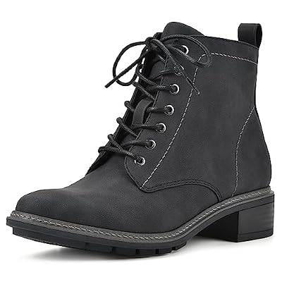 CLIFFS BY WHITE MOUNTAIN Women's Shoes Eligible Stacked Heel Lace-Up Ankle Bootie