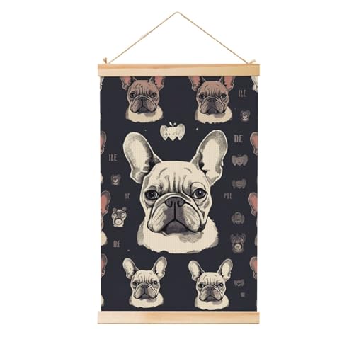 Impression I Love French Bulldog suspendue en bois pour salon rétro 50x76cm