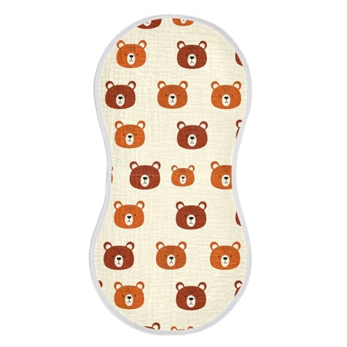 Cozy Bears Pattern Muslin Burp Cloths for Baby 4-Layer Absorbent Cotton Large 22