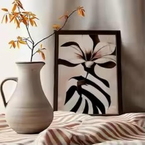 Tableau vase à rayures bleues 60x90 cm pour sublimer votre déco de salon