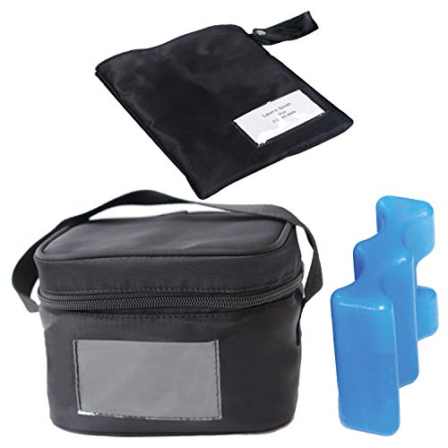 Zohzo Breastmilk Compact Cooler Bag with Ice Pack - Insulated Breast Milk Cooler with Accompanying Wet/Dry Bag (Black) - Thumbnail 5