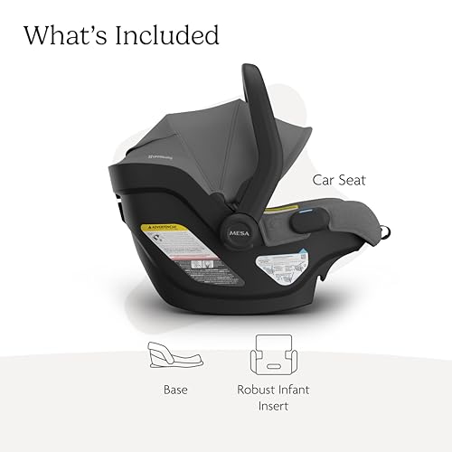 UPPAbaby Mesa V3 Infant Car Seat - Easy Installation + SmartSecure Technology - Attaches to Stroller | Base + Infant Insert Included - Greyson (Charcoal Mélange)
