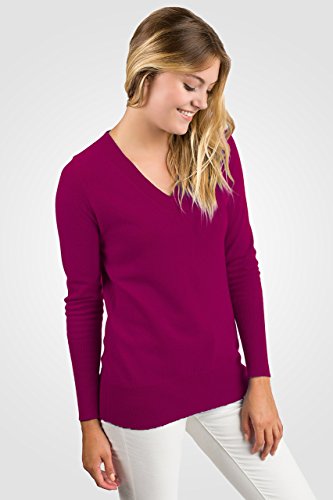 Image of JENNIE LIU Women's 100% Pure Cashmere Long Sleeve Ava V Neck Pullover Sweater