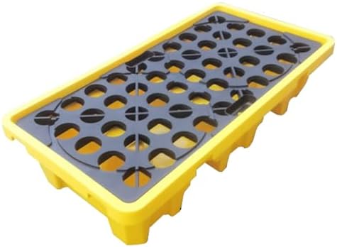 Drum Spill Containment Pallet, Leakproof Anti-Slip Storage Tray for Oil Tanks, Modular Polyethylene Platform for Warehouses, Factories, Garages,13.98x13.98x2.28in/35.5x35.5x5.8