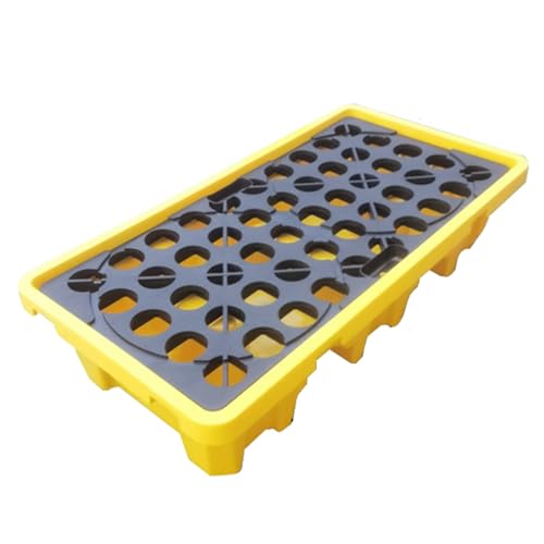 XBTGS Pallet di contenimento del tamburo, vassoio antiscivolo a prova di perdite per serbatoi dell'olio, piattaforma modulare in polietilene per magazzini, fabbriche, garage, 51,18 x 130 x 68 x 30 cm