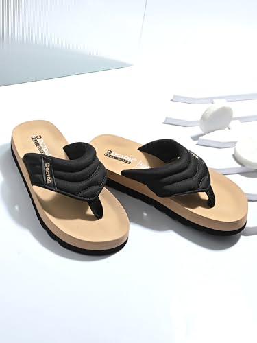 Image of Cushioned Flip Flops for Men | Padded Fabric Strap Thong Slippers | Lightweight Anti-Slip EVA Sole Everyday Wear Footwear