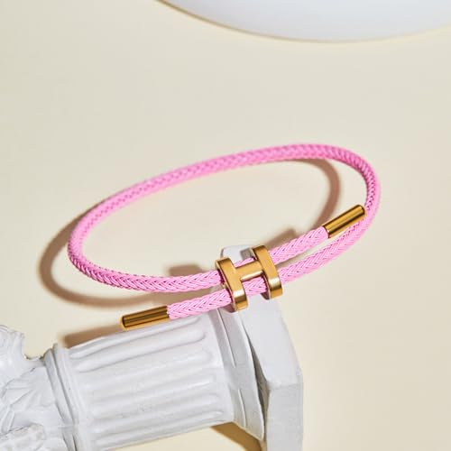 Image of AIMADE Bracelets for Women Adjustable Charm Bracelet, 18k Gold-plated Buckle Design Titanium Steel Wire Rope Women's Gift Jewelry
