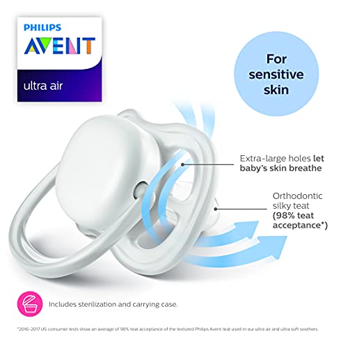 Avent Ultra Air 2-Pack Pacifiers - Pink/Coral, one Size - Thumbnail 3