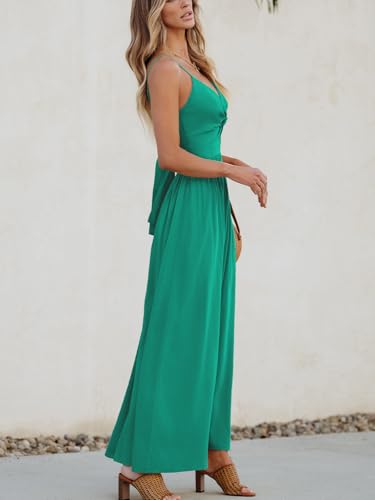 Image of CUPSHE Women Casual Dress Beach Sleeveless V Neck Summer Cutout Spaghetti Straps Formal Maxi Sun Dresses