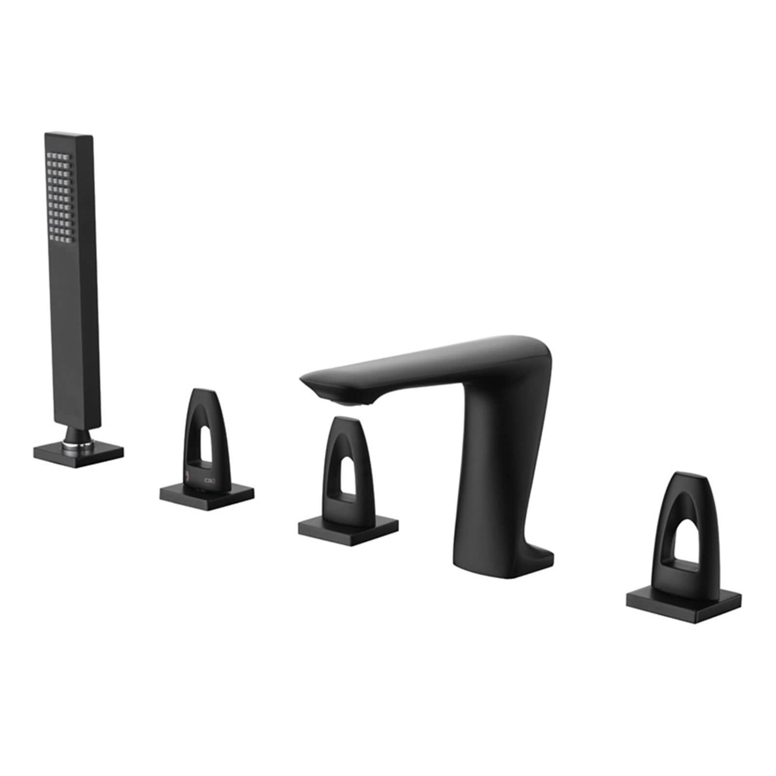 OZBMA Bathtub Faucet, 5pc Deck Mounted Bath Shower Set Brass Hand Basin Mixer Tap Widespread Tub Sink Faucet(Gris) (Black A)