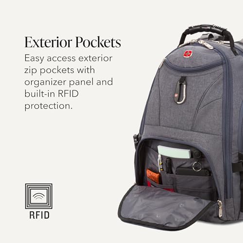 Image of SWISSGEAR 1900 ScanSmart Laptop Backpack, Fits Most 17-Inch Laptops, TSA-Friendly Lay-Flat Design, RFID Protection, and Tablet Pocket, Black, 31L, 18.5-Inch